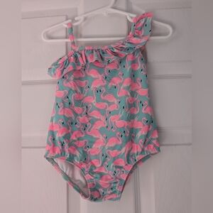 CARTER'S Flamingo Print One-Piece Swimsuit Size 24 Months